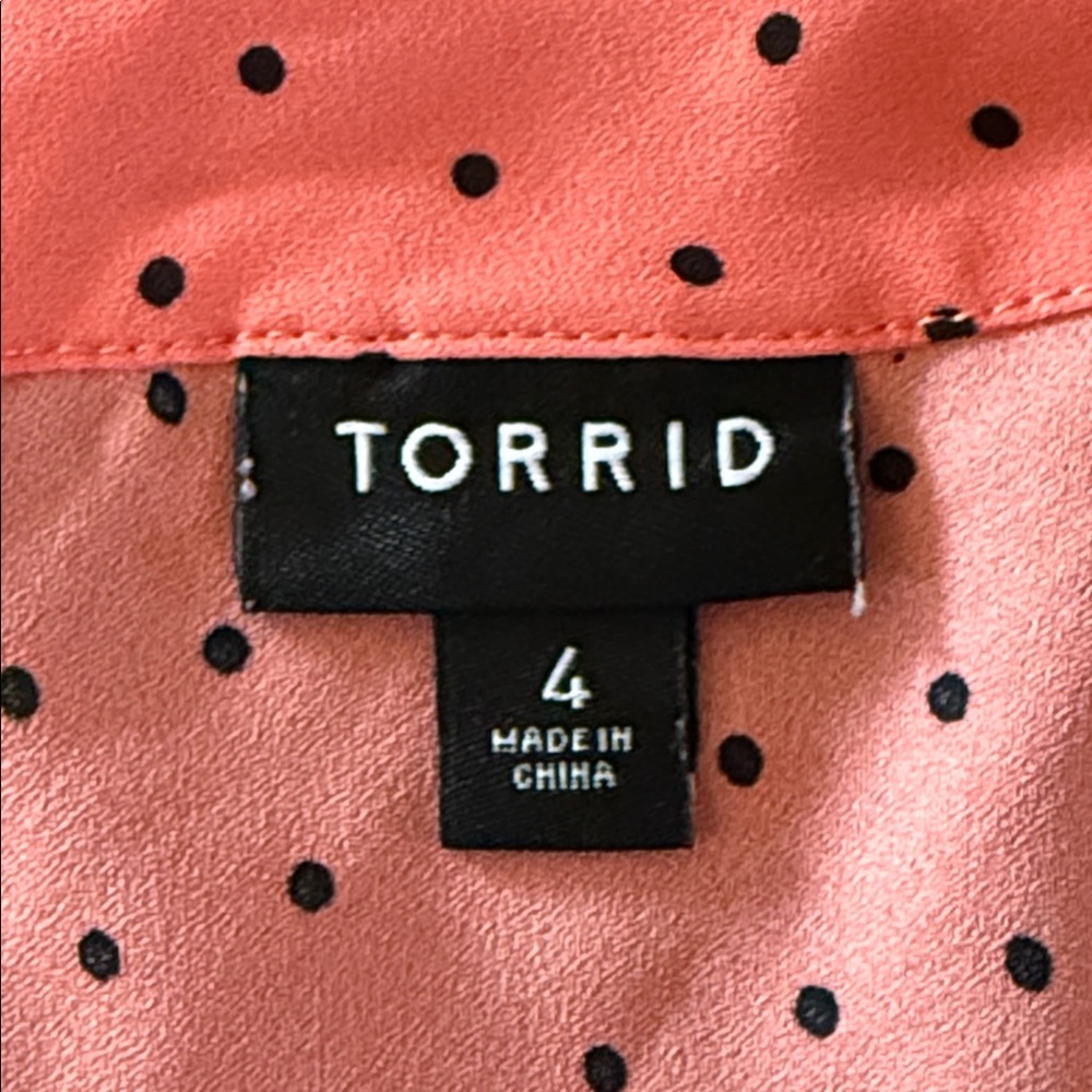Torrid Sophie Coral And Black Dotted V Neck Cami - Picture 5 of 6